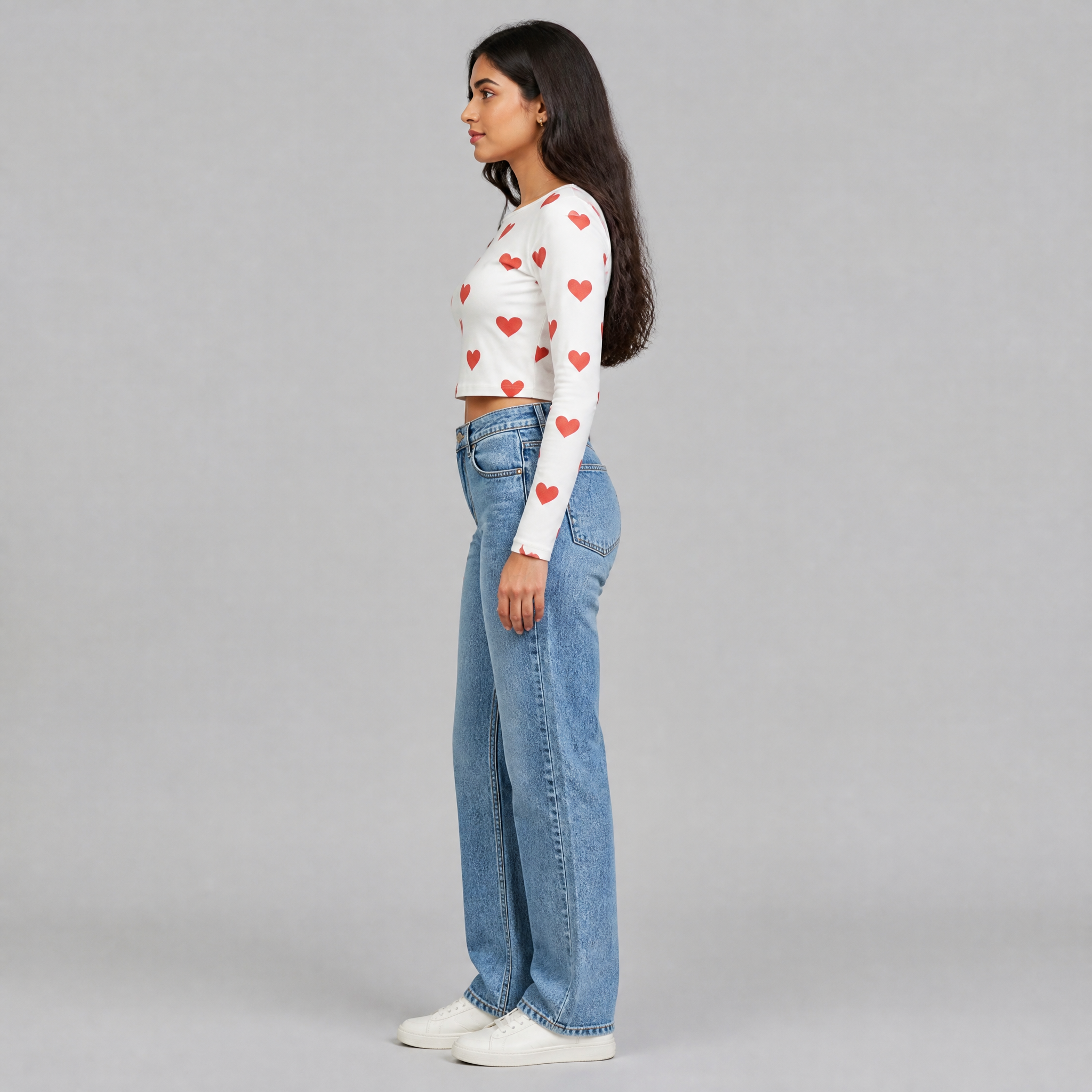 The Devoted Heart - White (Red Heart) Print Crop top