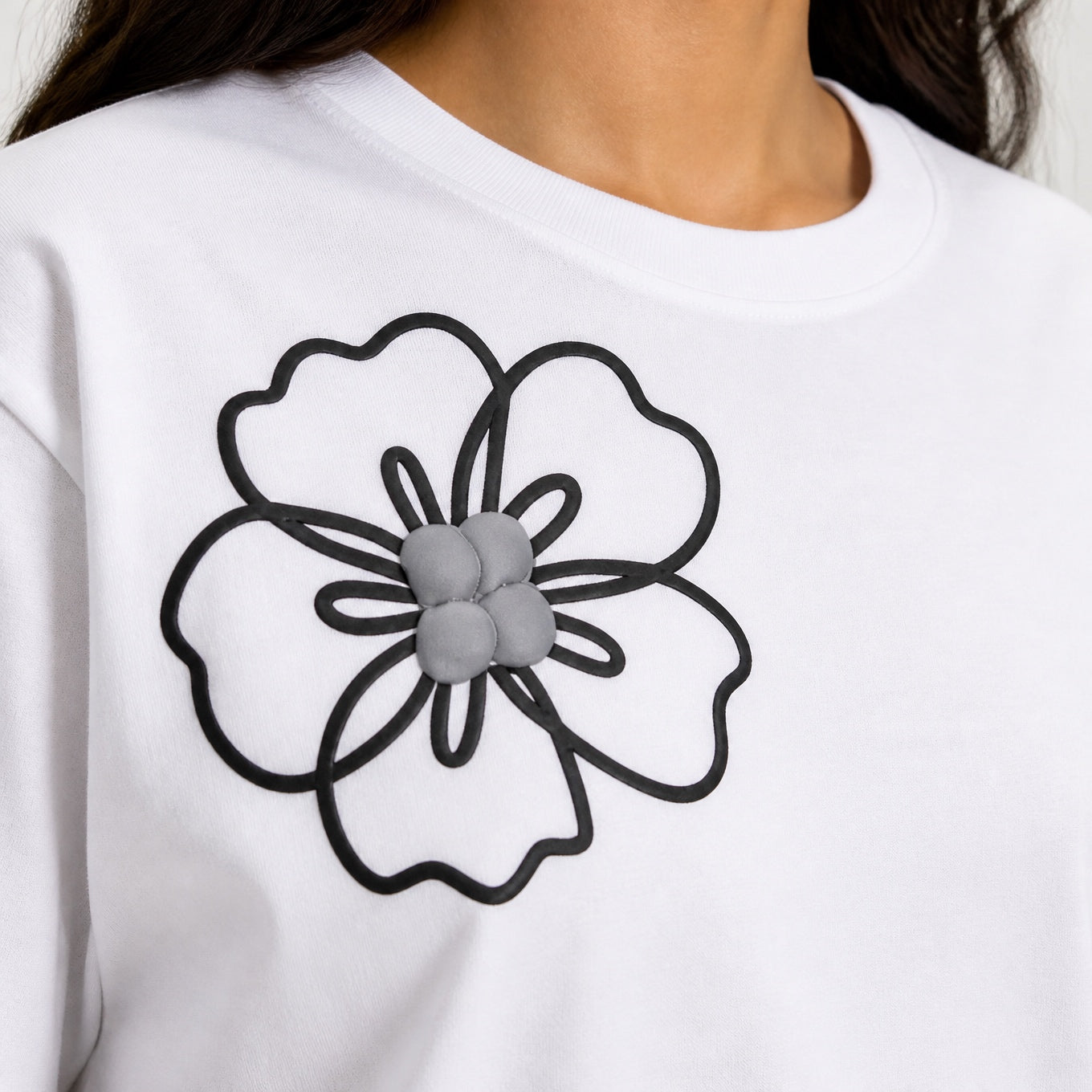 Cloud Bloom Tee - White Oversize Flower Print Tshirt