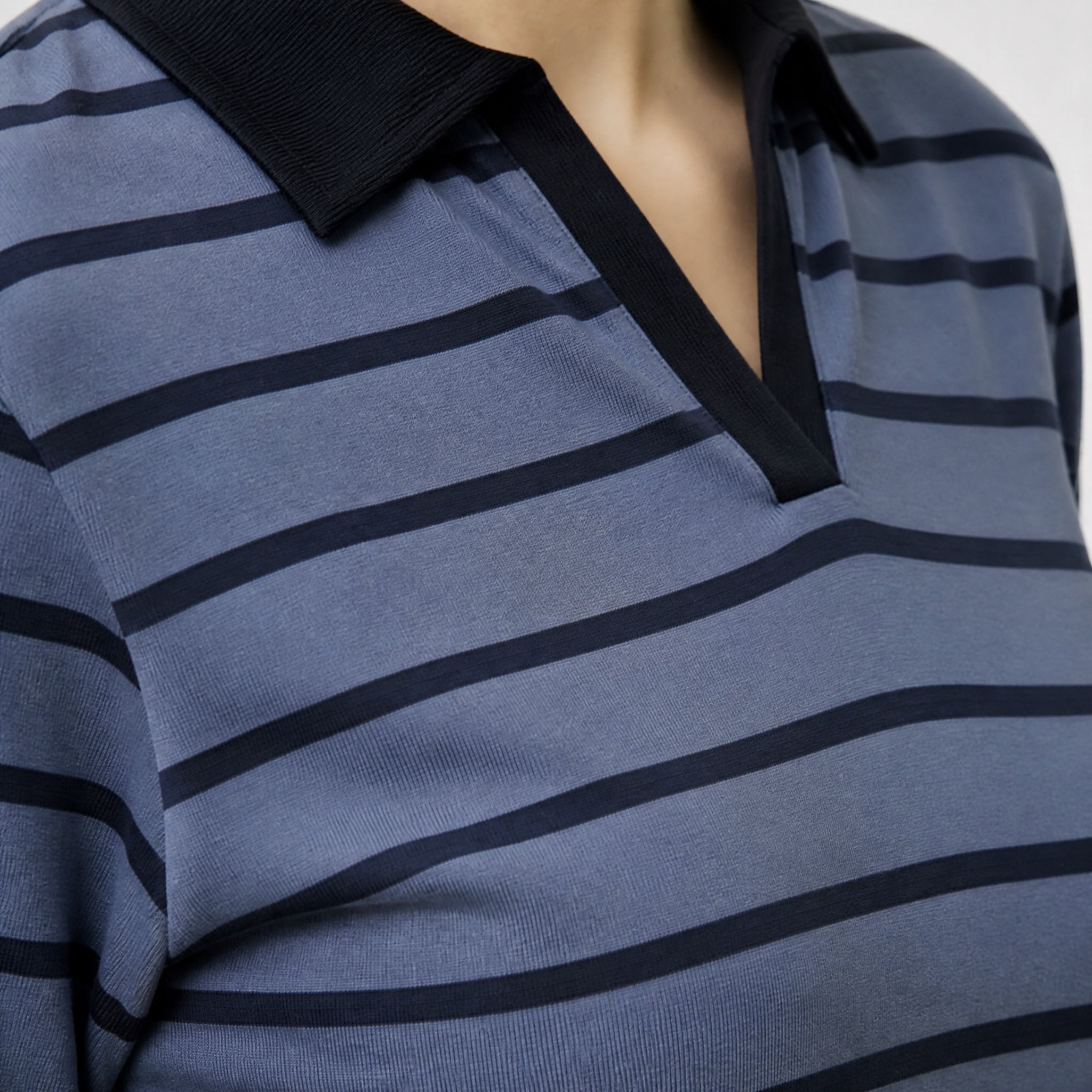 The Tonal Stripe -Navy And Dusted Blue Full sleeve Crop top