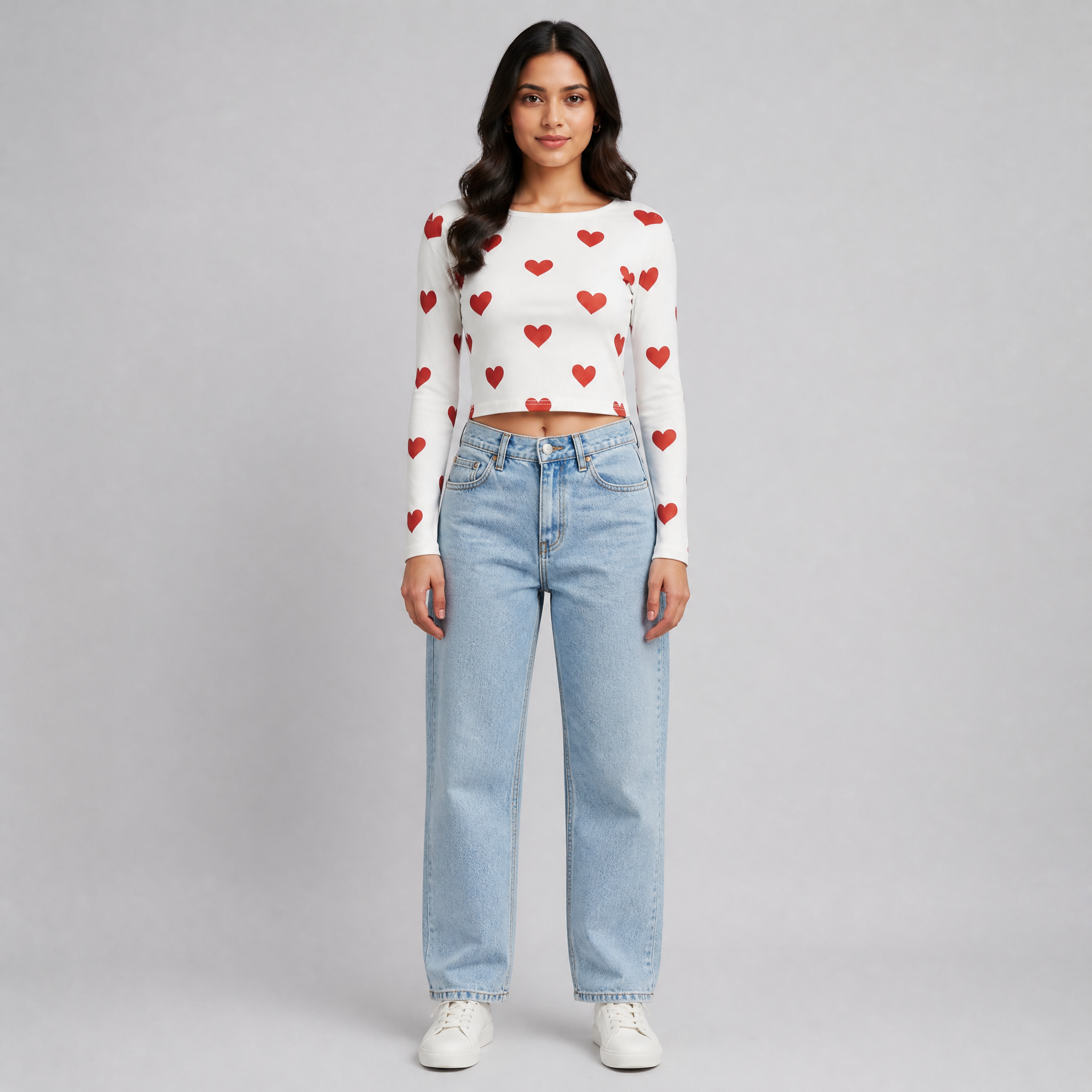 The Devoted Heart - White (Red Heart) Print Crop top