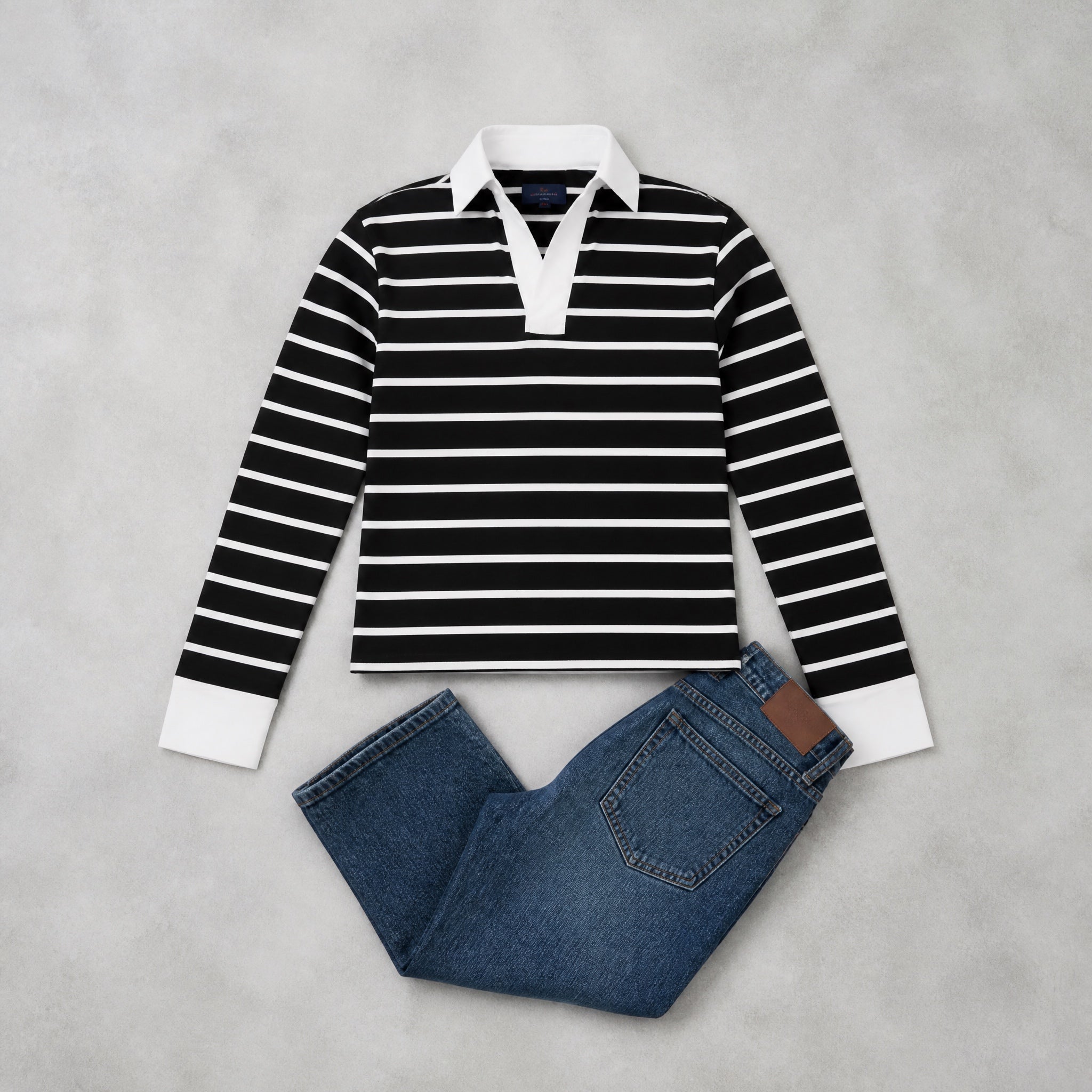 The Composed Stripe - Navy And White Full sleeve Crop Top