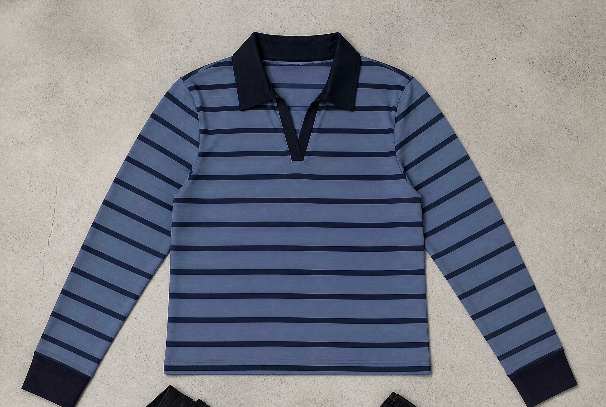 The Tonal Stripe -Navy And Dusted Blue Full sleeve Crop top