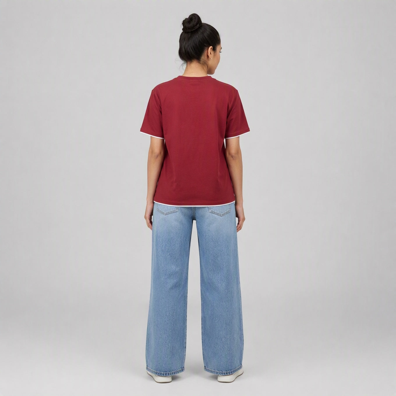 Mono Bloom Tee - Maroon Oversize Flower Print T shirt