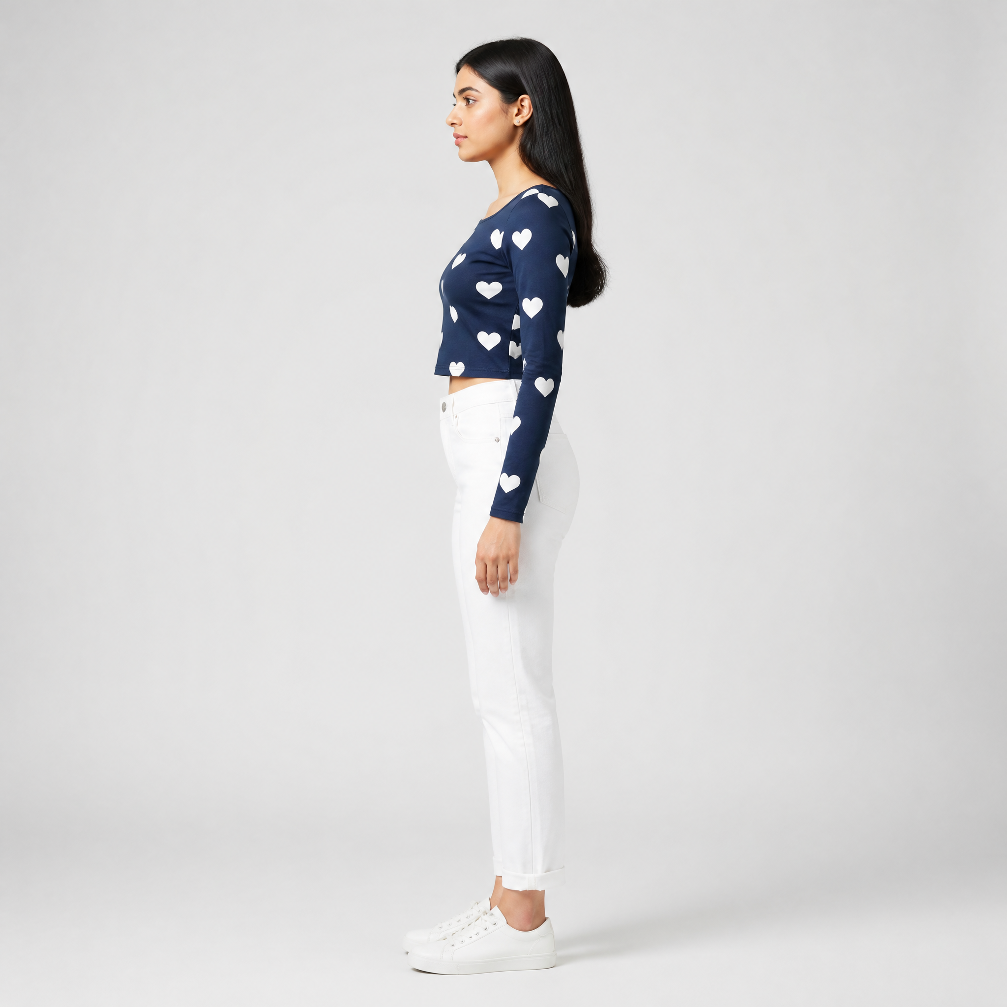 The Deep Heart - Blue (White heart) Print Crop top