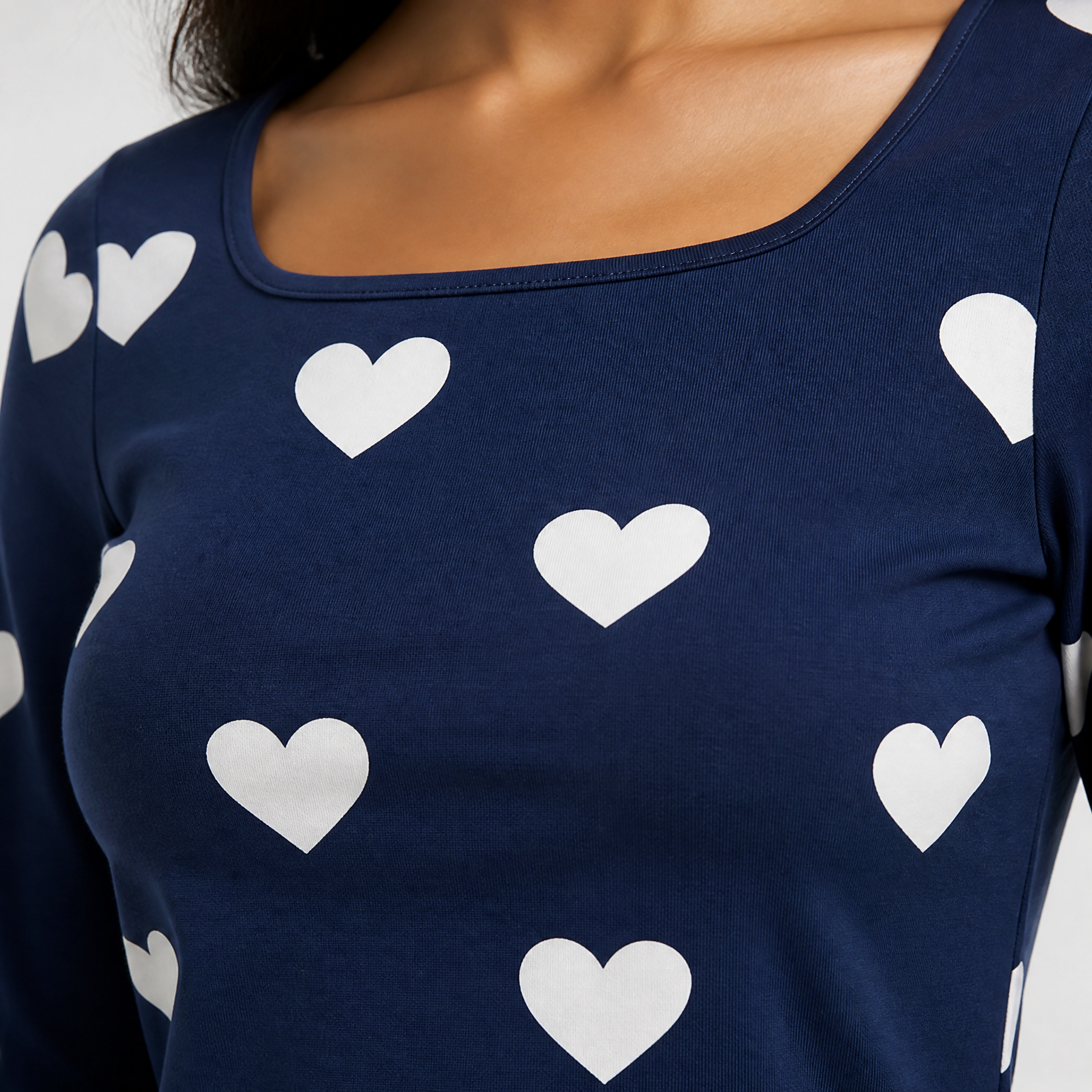 The Deep Heart - Blue (White heart) Print Crop top