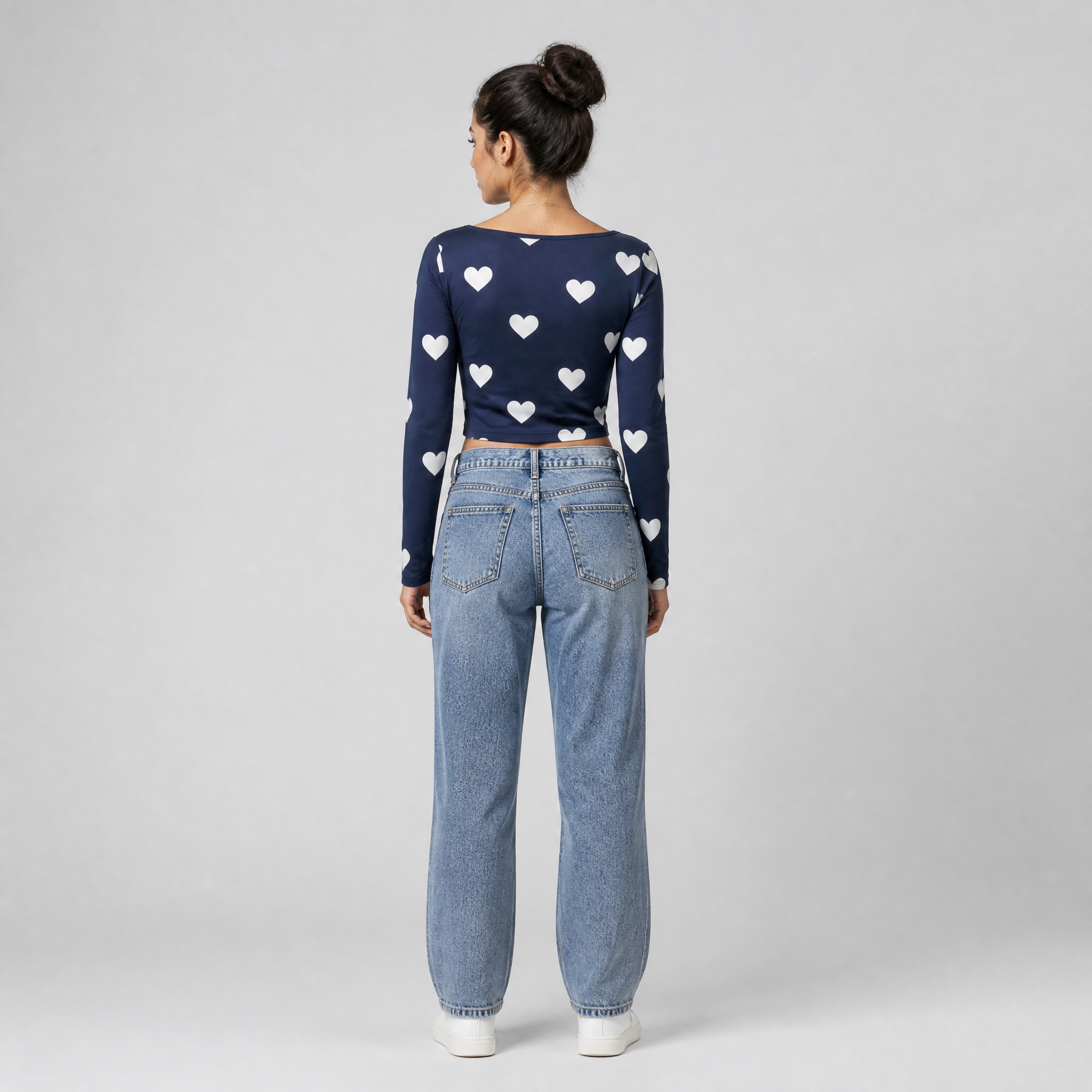 The Deep Heart - Blue (White heart) Print Crop top