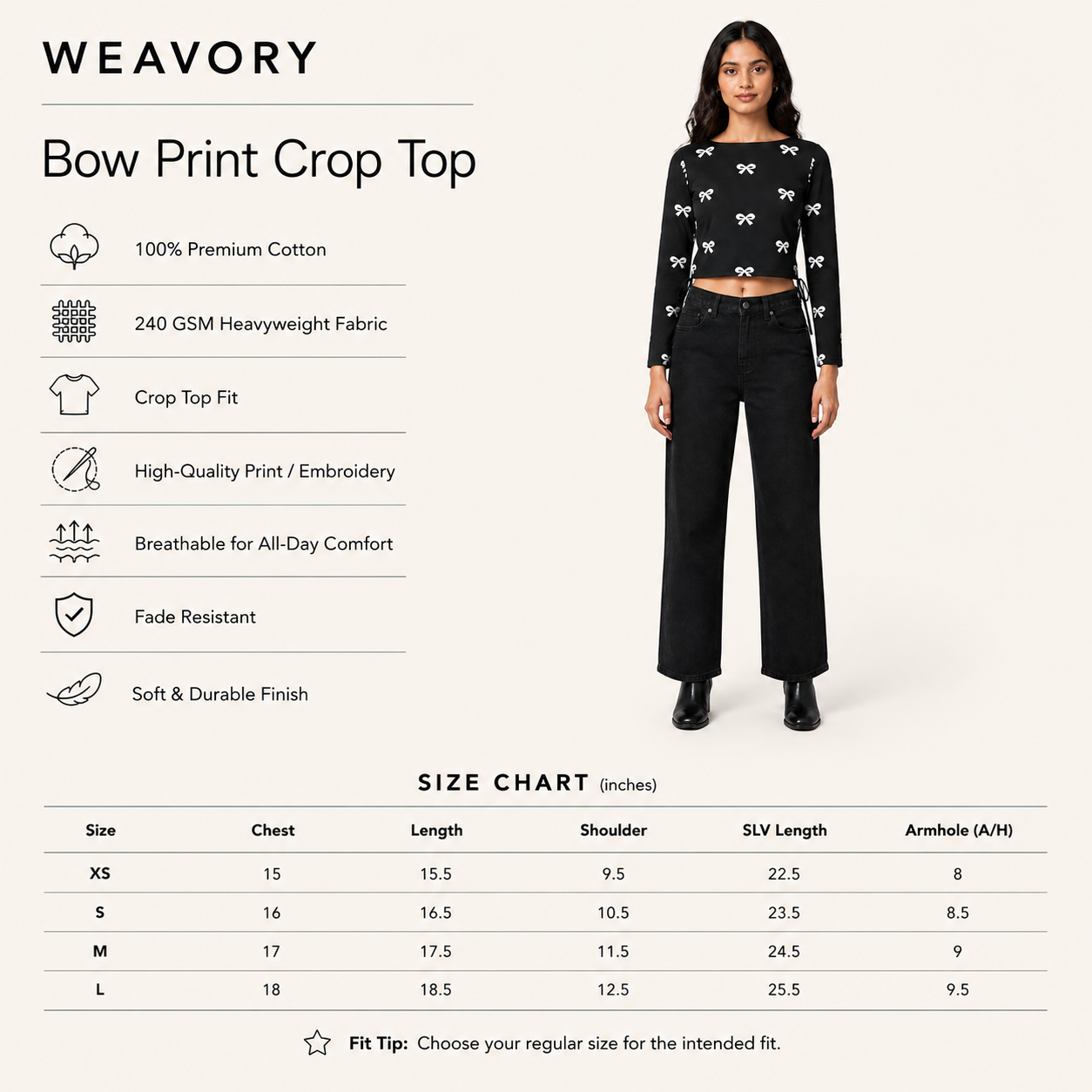 The Silent Bow - Black ( White Bow ) Print Crop top