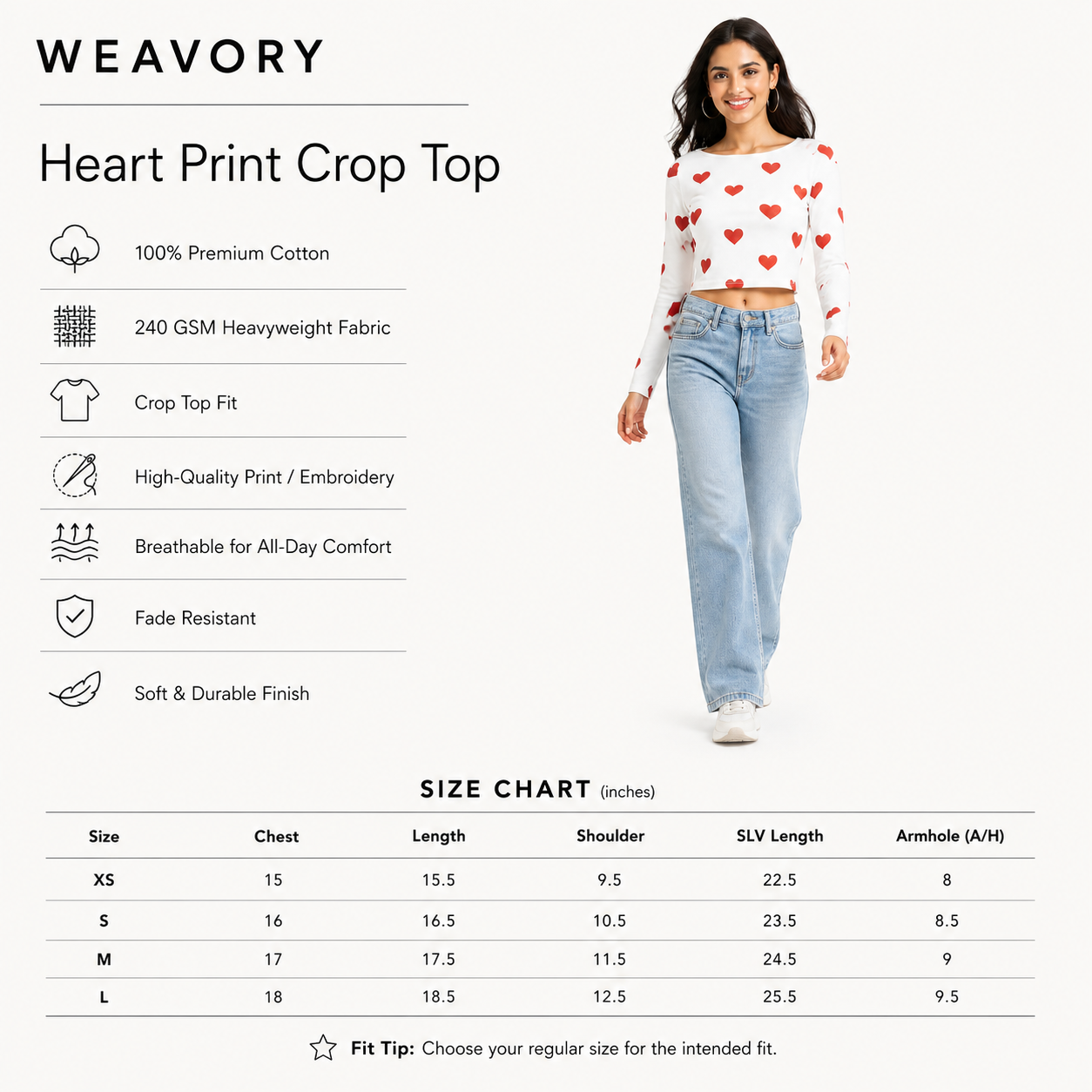 The Devoted Heart - White (Red Heart) Print Crop top