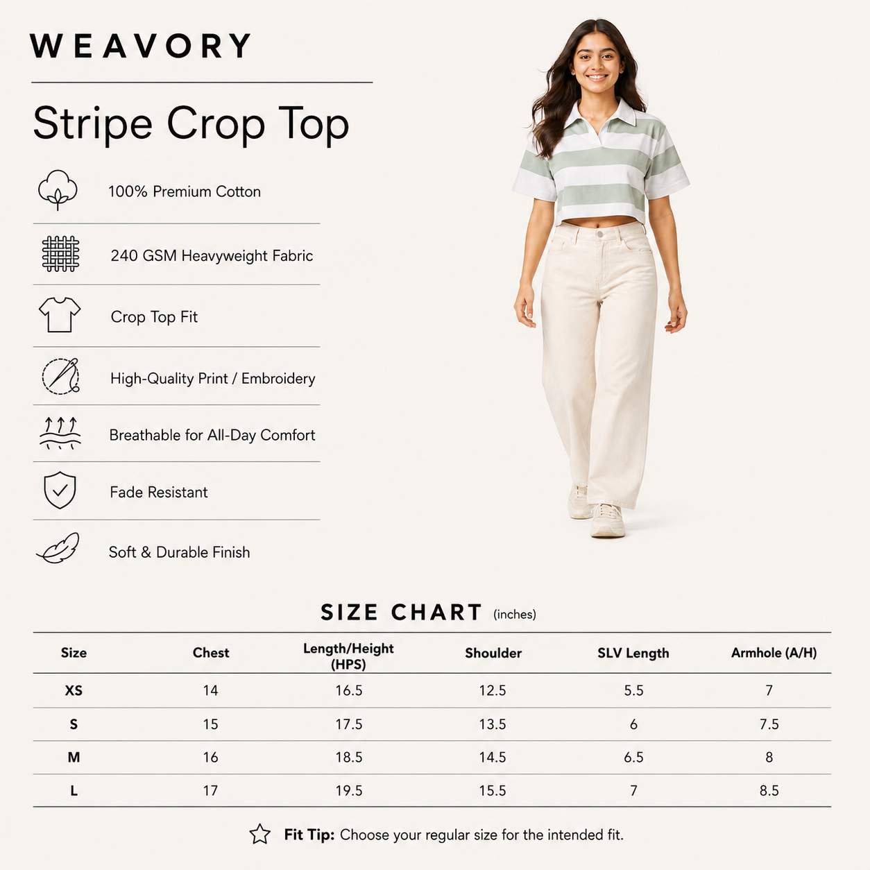 The Unspoken Stripe - Teal Green & White Half Sleeve Polo Crop Top