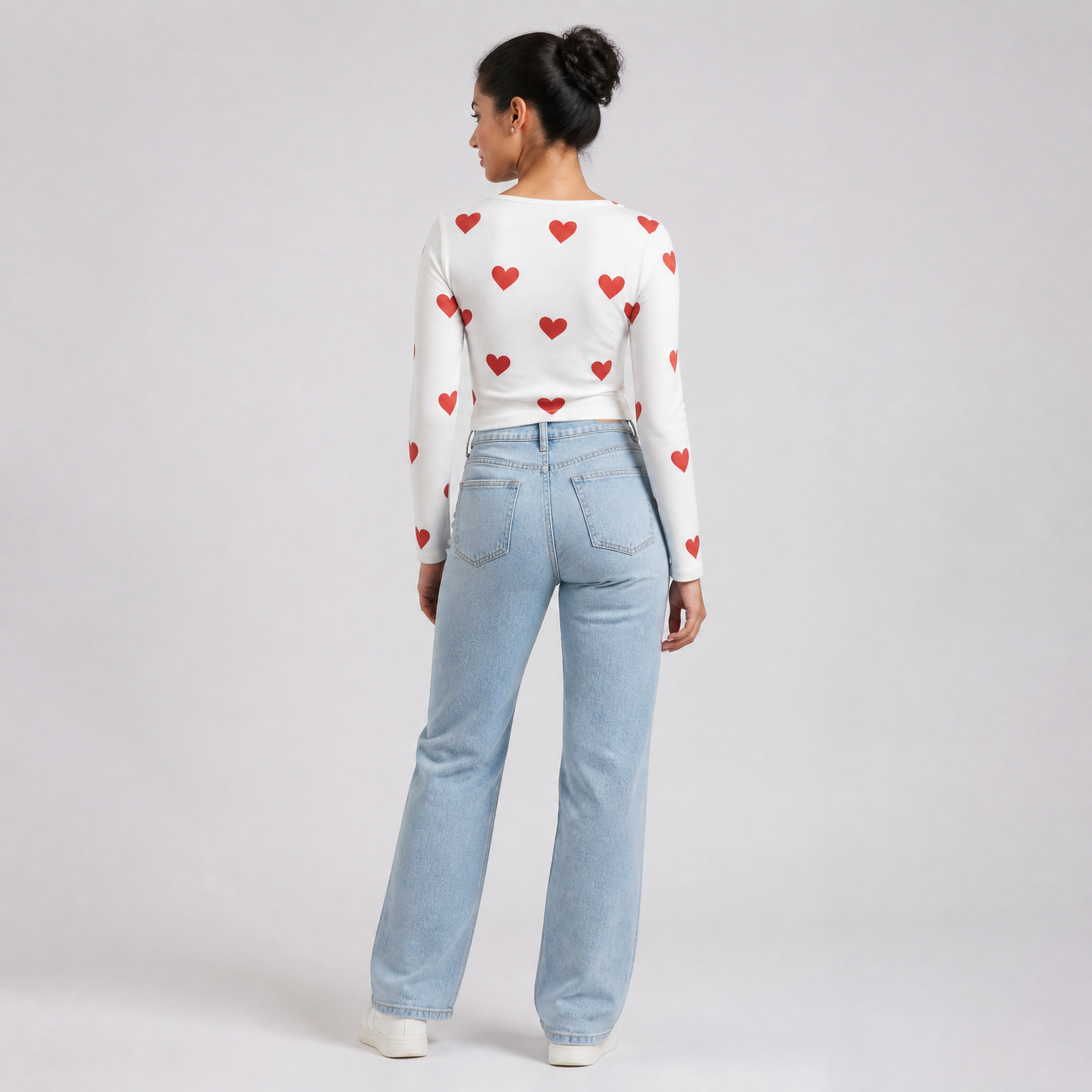The Devoted Heart - White (Red Heart) Print Crop top