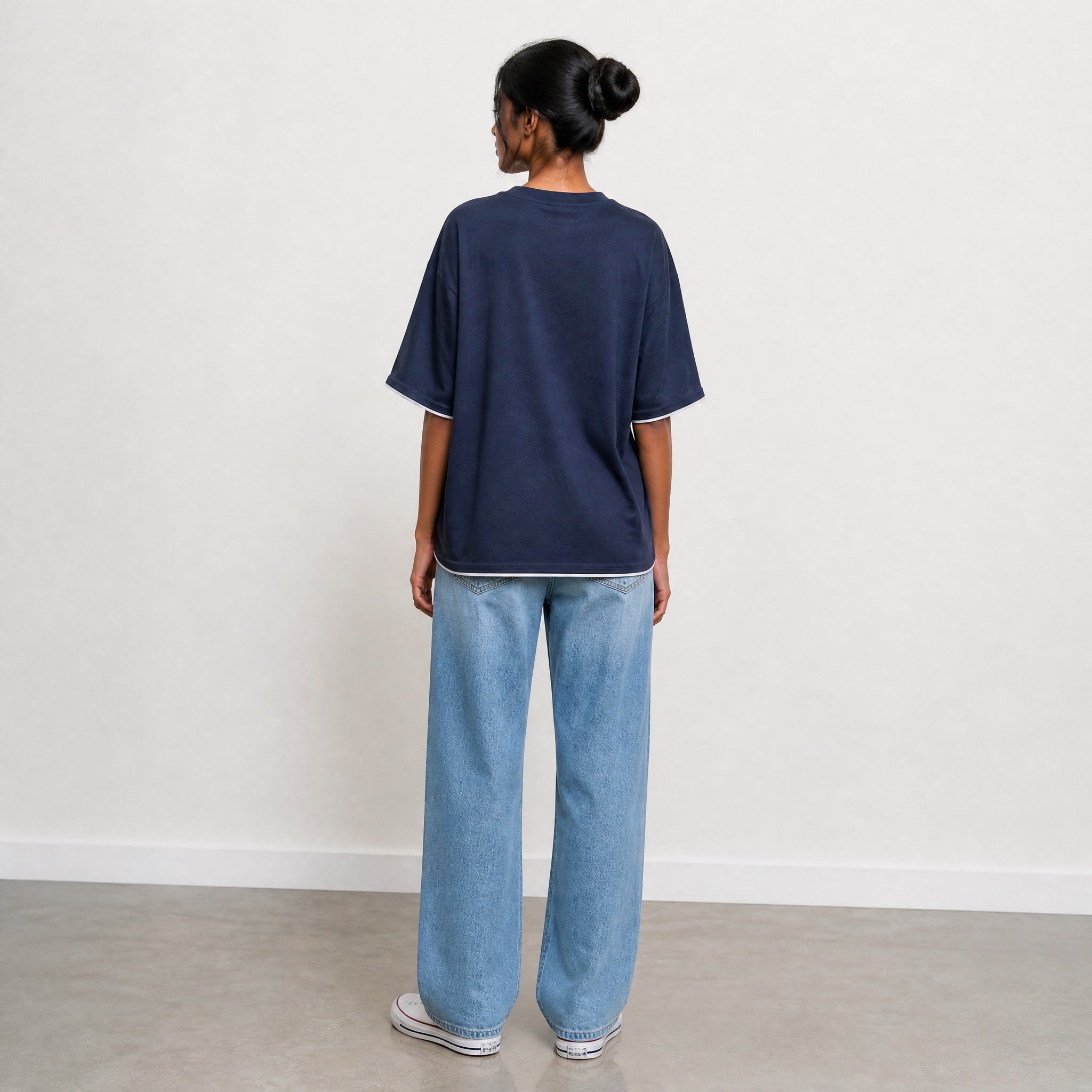 Bare Bloom Tee - Blue Oversized Flower Print T shirt